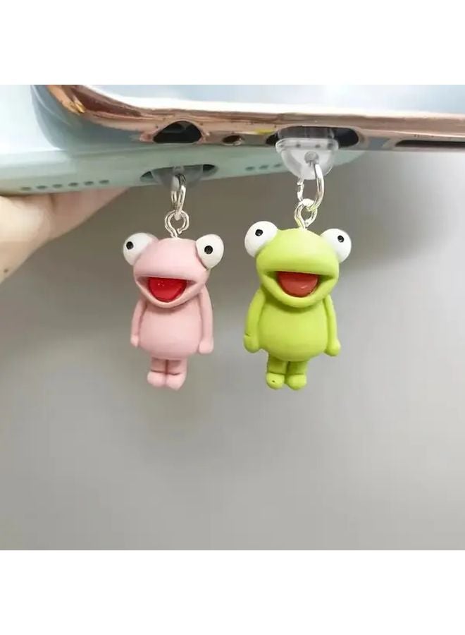 Pink Frog Dust Plug Charging Port Cap For iPhone 5 14 Waterproof ABS Material Gift - Image 1